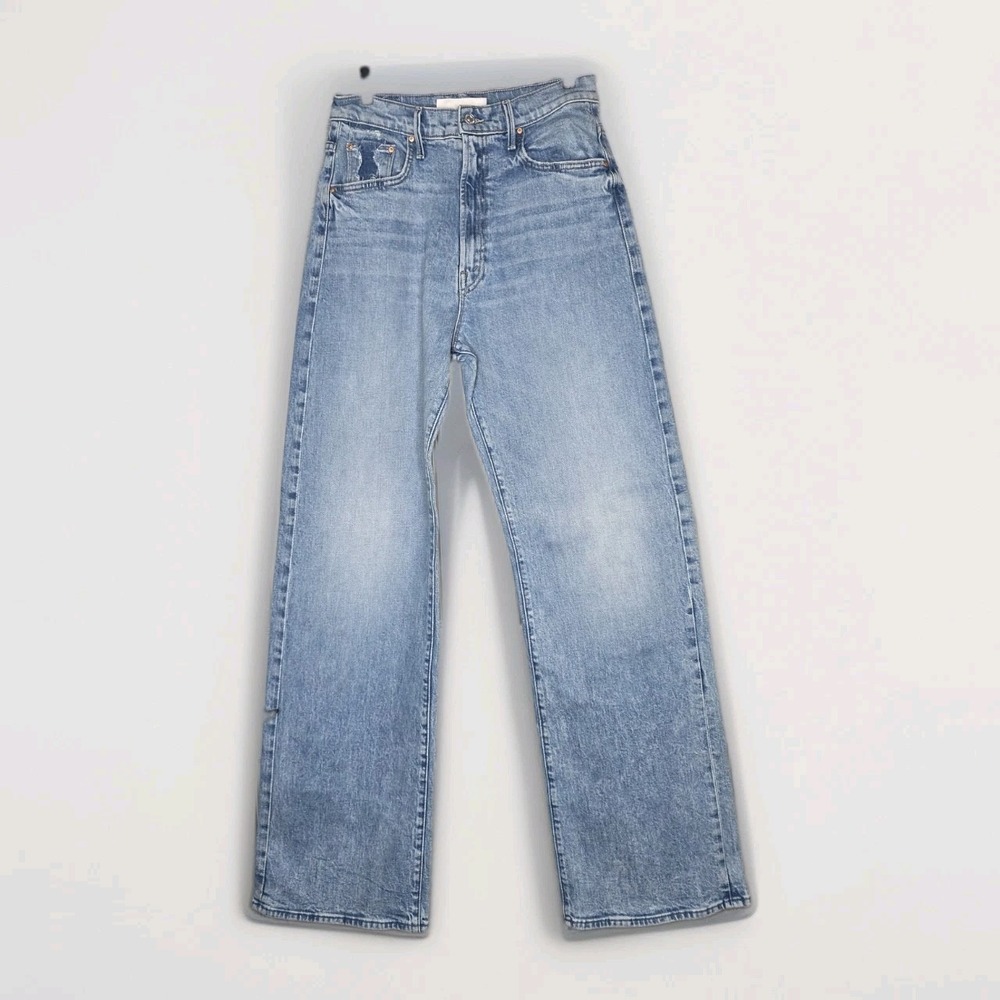MOTHER Womens Blue Light Wash Mid Rise Wide-Leg Denim Jeans Size 30 Lasso Heel